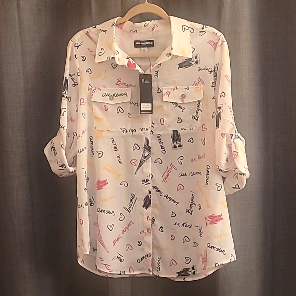 Karl Lagerfeld Paris Theme Blouse NWT